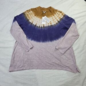 NWT LOGO by Lori Goldstein Tie Dye Loose Fit Lightweight Top w/Pockets. XL